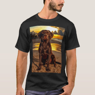Camiseta Labrador de chocolate al atardecer