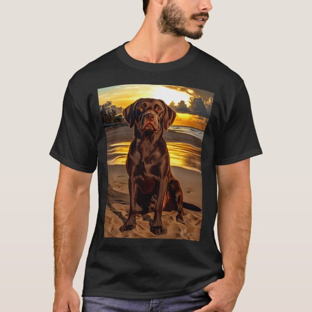 Camiseta Labrador de chocolate al atardecer (Anverso)