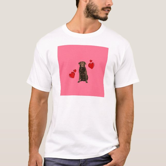 Camiseta Labrador de chocolate feliz día de San Valentín (Anverso)