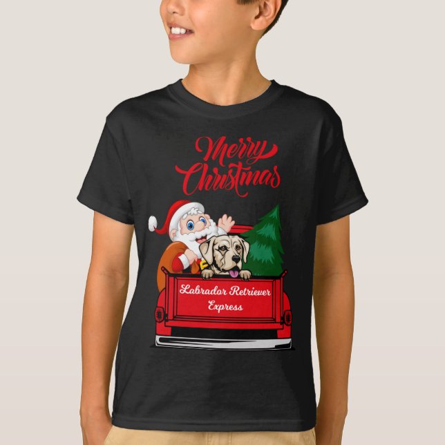 Camiseta Labrador de perro con Santa Claus en Red Tru (Anverso)