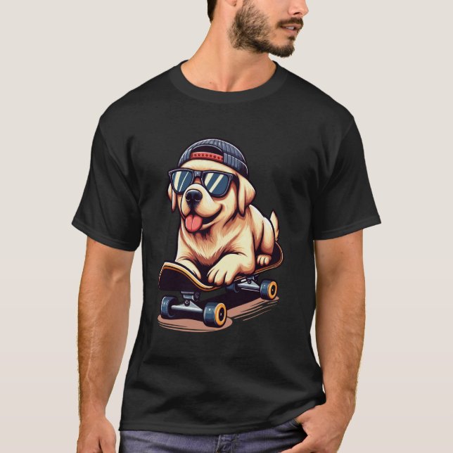 Camiseta Labrador divertido con skateboard Labrador Retriev (Anverso)