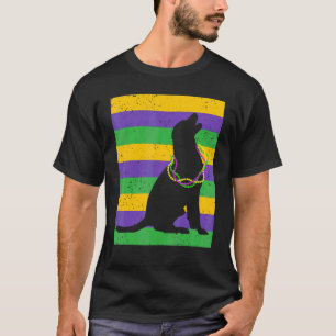 Camiseta Labrador divertido de Mardi Gras con cuentas y som