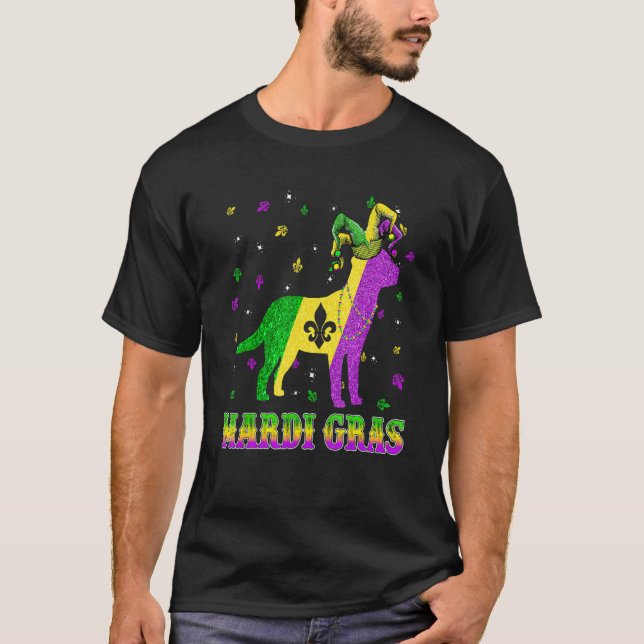Camiseta Labrador Dog Mardi Gras Carnival Jester Beads (Anverso)