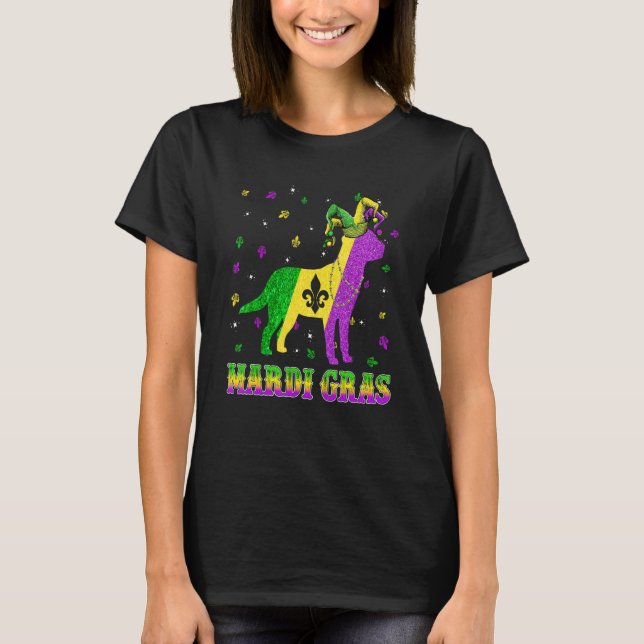 Camiseta Labrador Dog Mardi Gras Carnival Jester Beads (Anverso)