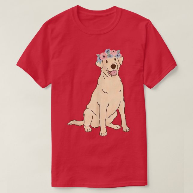 Camiseta Labrador Floral Recuperador Amantes Amarillo Labor (Diseño del anverso)