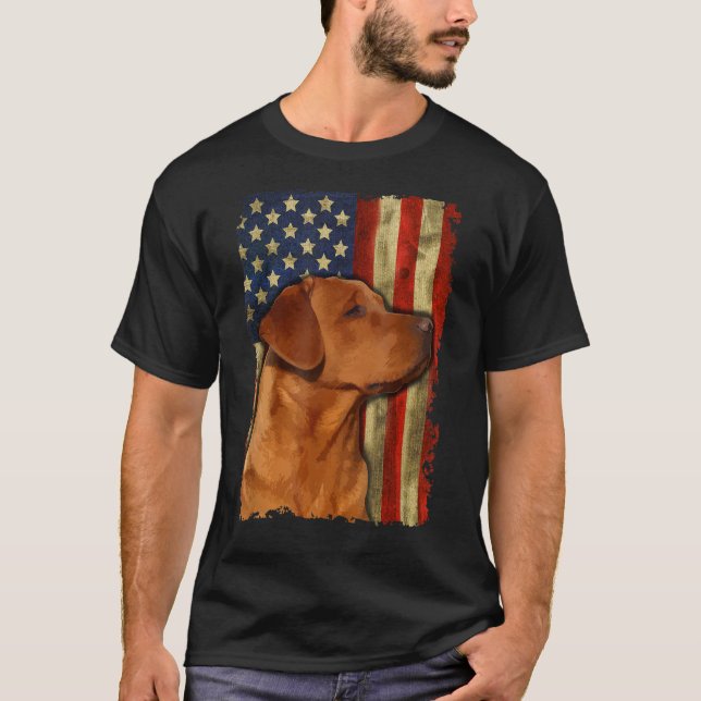 Camiseta Labrador Foxed recuperador bandera de Estados Unid (Anverso)