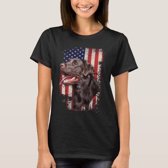 Camiseta Labrador Labs Bandera Patriótica Estadounidense 4  (Anverso)