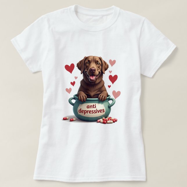Camiseta Labrador, marrón chocolate (Diseño del anverso)