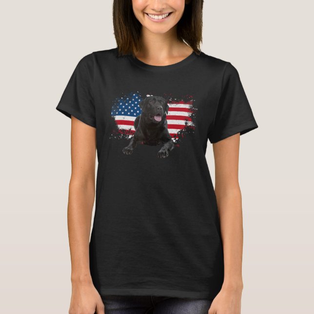 Camiseta Labrador Negro American Flag Lab Dueño de pájaro H (Anverso)