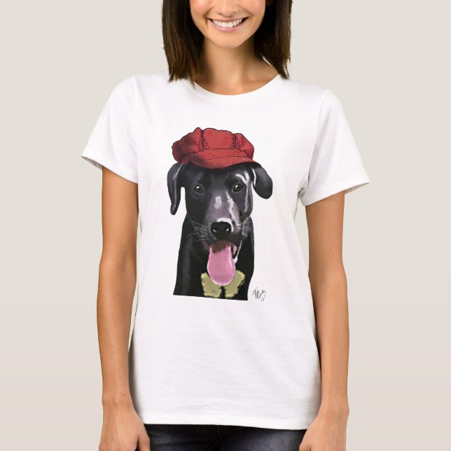 Camiseta Labrador negro con capucha roja (Anverso)