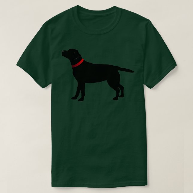 Camiseta Labrador negro con collar rojo (Diseño del anverso)