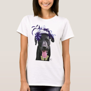 Camiseta Labrador Negro Con Fascinador Azul