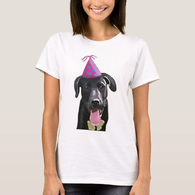 Camiseta Labrador negro con Gorra Fiesta (Anverso)