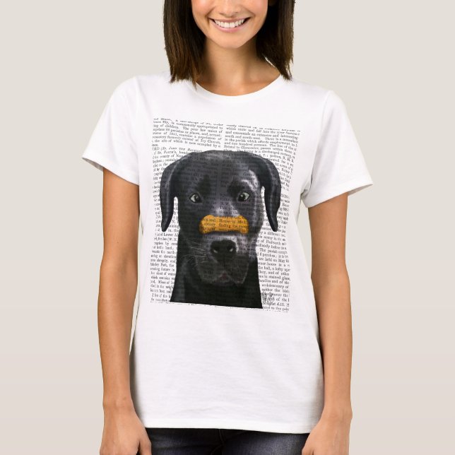 Camiseta Labrador negro con huesos en la nariz (Anverso)