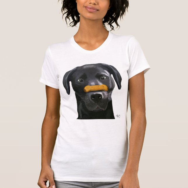Camiseta Labrador negro con huesos en la nariz 2 (Anverso)