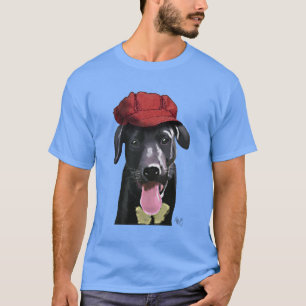 Camiseta Labrador negro con tapa roja