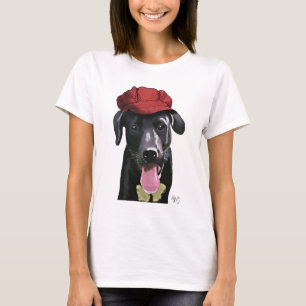 Camiseta Labrador negro con tapa roja
