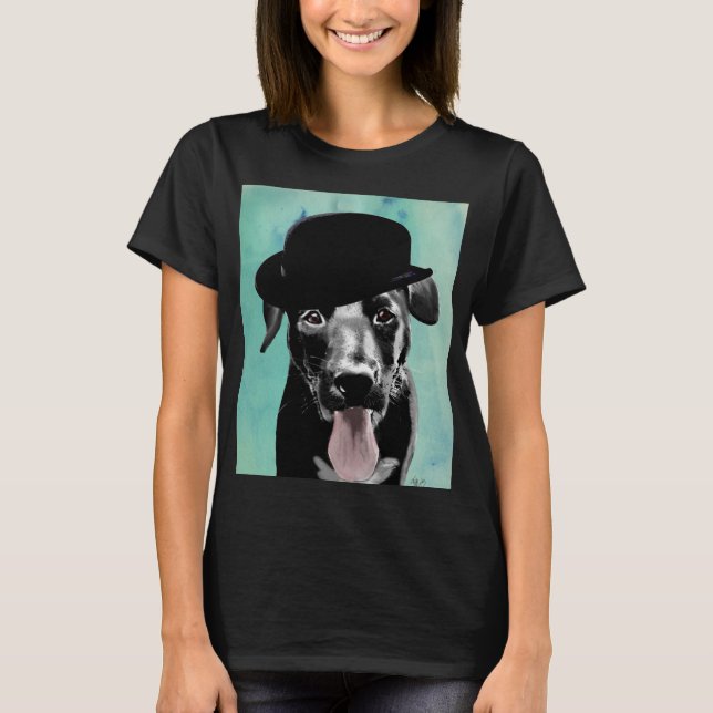 Camiseta Labrador negro en Gorra Bowler (Anverso)