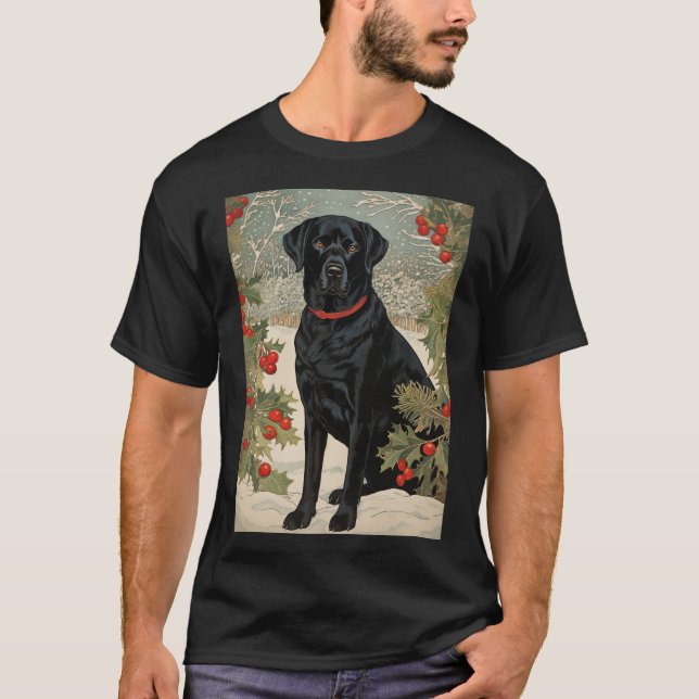 Camiseta Labrador negro en invierno (Anverso)