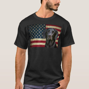 Camiseta Labrador negro recuperador bandera estadounidense 