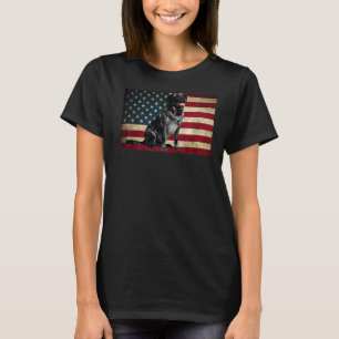 Camiseta Labrador negro recuperador bandera estadounidense 