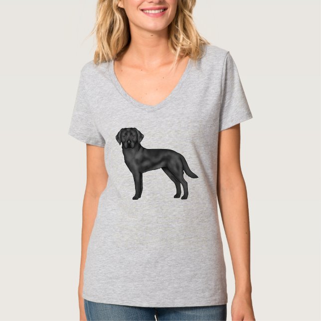 Camiseta Labrador negro recuperador perro de caricatura lin (Anverso)