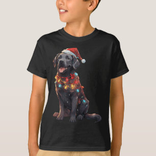 Camiseta Labrador negro recuperador Santa Hat Navidades luz