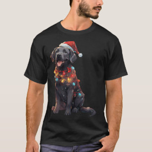 Camiseta Labrador negro recuperador Santa Hat Navidades luz
