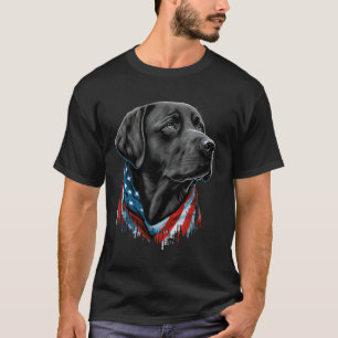 Camiseta Labrador Patriótico Americano Negro 4 De Julio Usa