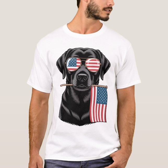 Camiseta Labrador Patriótico Negro (Anverso)