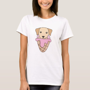 Camiseta Labrador Perro Crema De Hielo Rosa Waffle Cute Ani