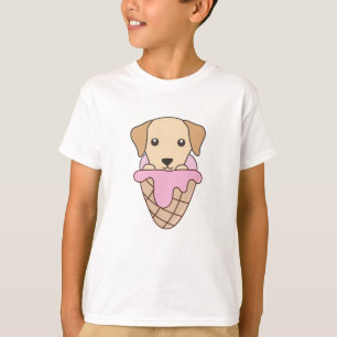 Camiseta Labrador Perro Crema De Hielo Rosa Waffle Cute Ani