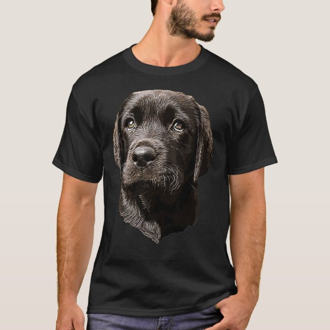 Camiseta Labrador perro de cachorro negro 105 (Anverso)