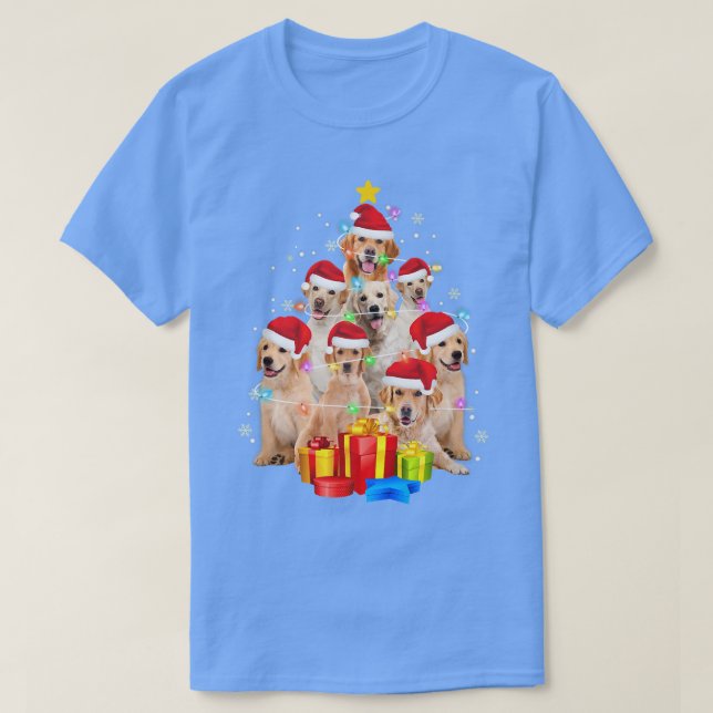 Camiseta Labrador Perro Santa Hat Árbol de Navidad enciende (Diseño del anverso)