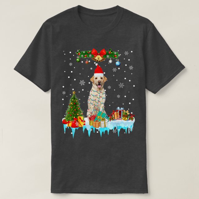 Camiseta Labrador Perro Santa Hat Navidades de renos (Diseño del anverso)