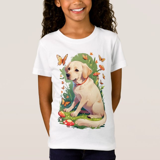 Camiseta Labrador Recuperador con mariposas (Anverso)