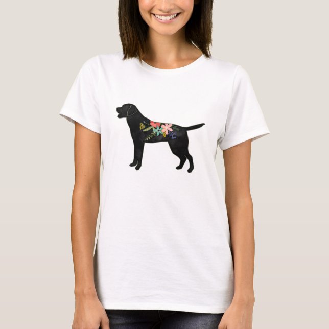 Camiseta Labrador recuperador de perro engendra flores bohe (Anverso)