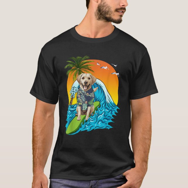 Camiseta Labrador Recuperador Perro Surfista De Surf Hawaii (Anverso)