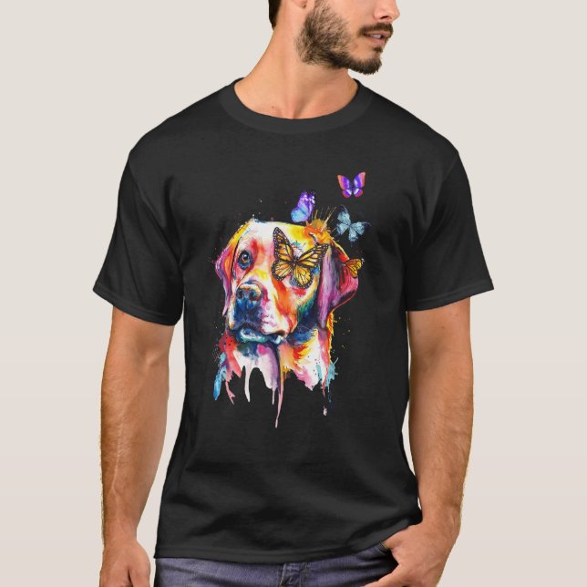 Camiseta Labrador recuperador salpicar mariposas perro (Anverso)