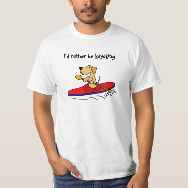 Camiseta Labrador retriever amarillo divertido Kayaking (Anverso)