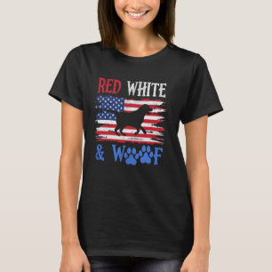 Camiseta Labrador Retriever Bandera Americana USA Rojo Blan