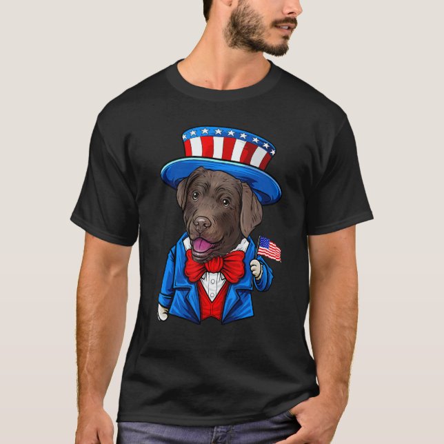 Camiseta Labrador Retriever Chocolate 4 de Julio (Anverso)