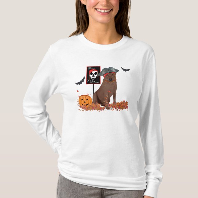Camiseta Labrador Retriever Chocolate Halloween (Anverso)