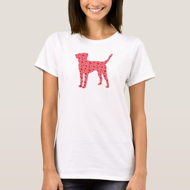 Camiseta Labrador retriever de los corazones de la tarjeta (Anverso)