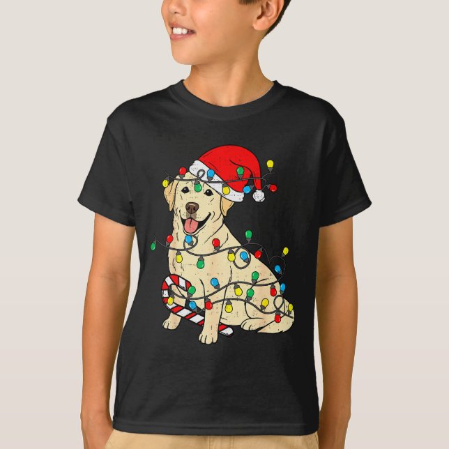 Camiseta Labrador Retriever Dog Christmas Lights Xmas Pet D (Anverso)