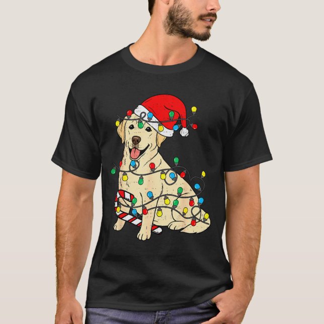 Camiseta Labrador Retriever Dog Christmas Lights Xmas Pet D (Anverso)