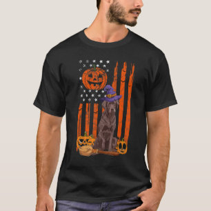 Camiseta Labrador Retriever Halloween USA Bandera Sombrero