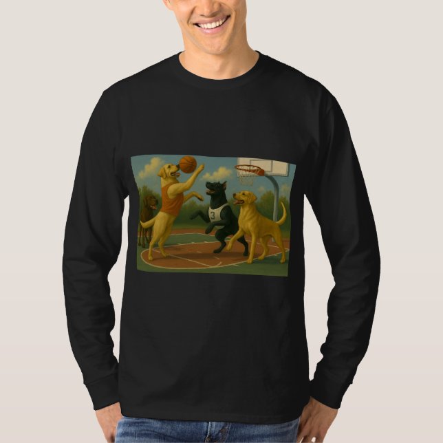 Camiseta Labrador Retriever jugando baloncesto  (Anverso)