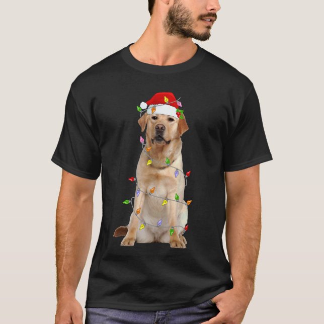 Camiseta Labrador Retriever Navidad Gorro de Santa Luces Ma (Anverso)