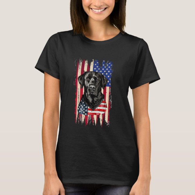 Camiseta Labrador Retriever negro 4 de julio (Anverso)